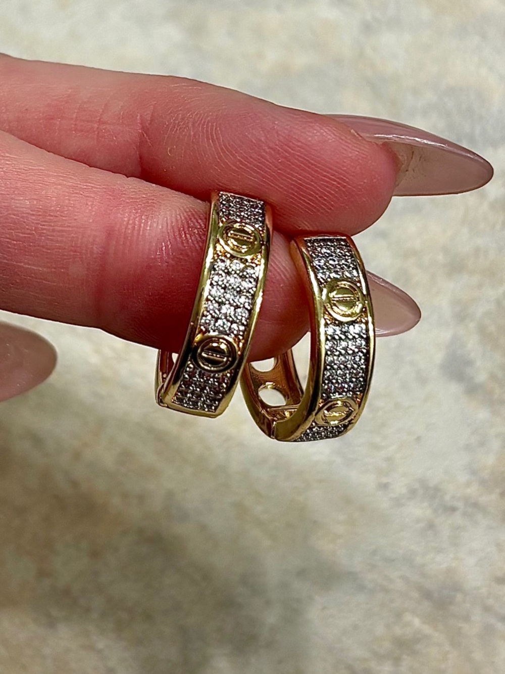 Adina Eden Gold Crystal Pave Hoop Earrings - Picture 6 of 9